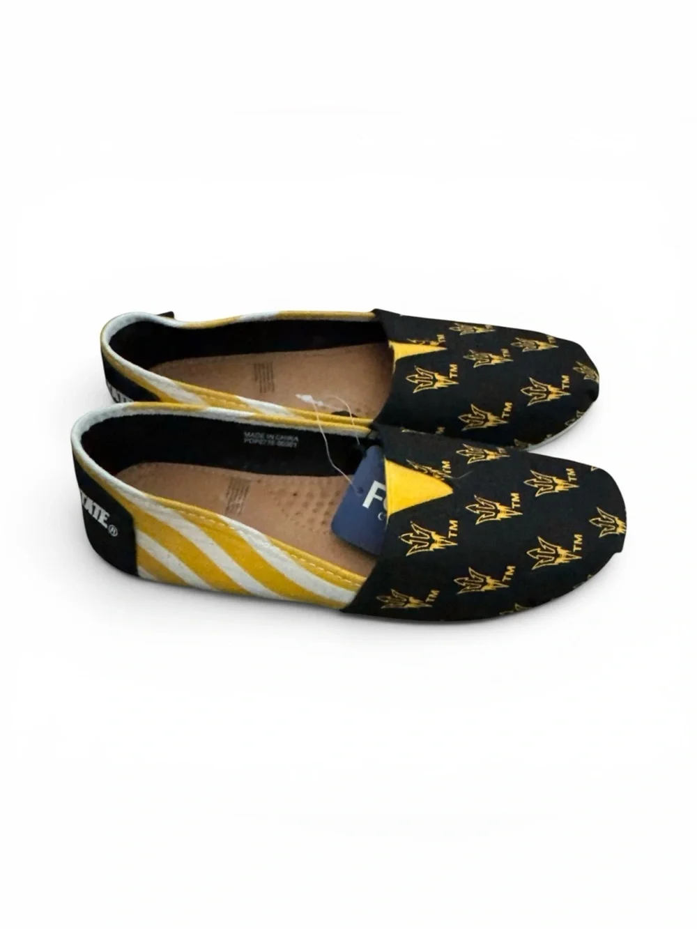 Arizona State Sun Devils Womens Stripe Canvas Slip On Shoe NWT Size Small SML
